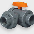 1/2" CPVC/EPDM Three-Way Lateral Ball Valves - Flanged